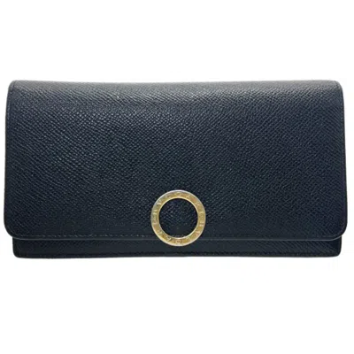 Pre-owned Bvlgari Black Leather Long Wallet (bi-fold) ()