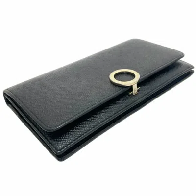 Pre-owned Bvlgari Black Leather Long Wallet (bi-fold) ()
