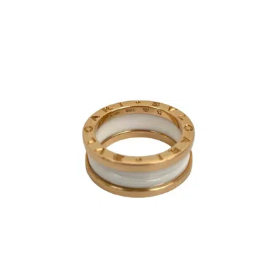 Pre-owned Bvlgari Pink White Pink Gold (18k) Ceramic Band Ring () In Multi