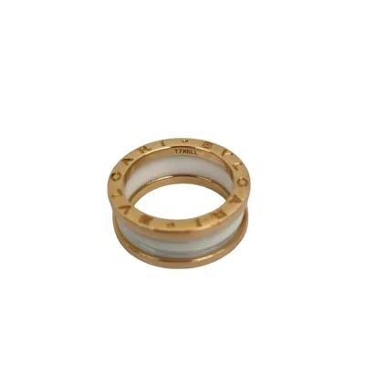 Pre-owned Bvlgari Pink White Pink Gold (18k) Ceramic Band Ring () In Multi