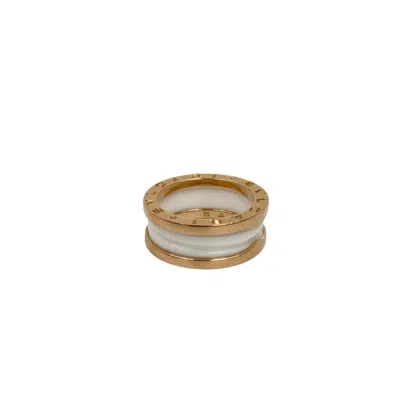 Pre-owned Bvlgari Pink White Pink Gold (18k) Ceramic Band Ring () In Multi
