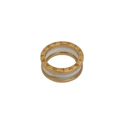 Pre-owned Bvlgari Pink White Pink Gold (18k) Ceramic Band Ring () In Multi