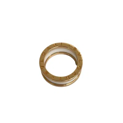 Pre-owned Bvlgari Pink White Pink Gold (18k) Ceramic Band Ring () In Multi