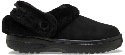 Crocs Classic Unfurgettable Clog Faux-fur Slippers In Black
