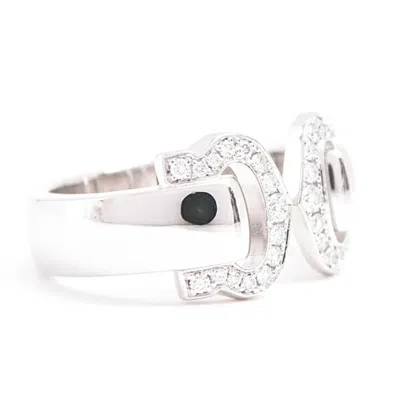 Pre-owned Cartier C2 Silver White Gold (18k) Band Ring ()