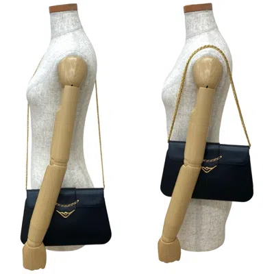 Pre-owned Cartier Navy Leather Pochette Shoulder Bag ()