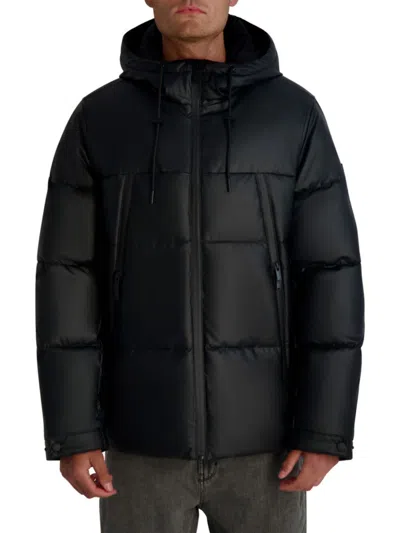 Karl Lagerfeld Men's Hooded Down Regular-fit Jacket In Black