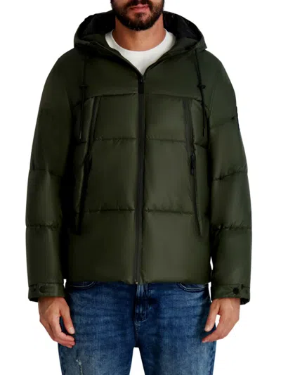 Karl Lagerfeld Men's Hooded Down Regular-fit Jacket In Green