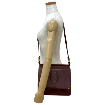 Pre-owned Cartier Wine Red Leather Pochette Shoulder Bag ()