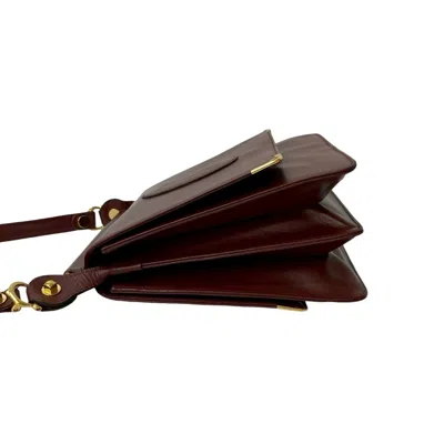 Pre-owned Cartier Wine Red Leather Pochette Shoulder Bag ()