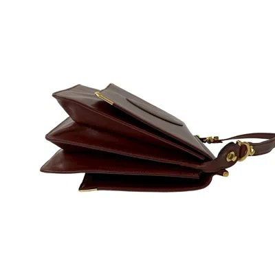 Pre-owned Cartier Wine Red Leather Pochette Shoulder Bag ()