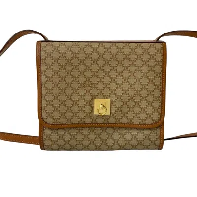 Pre-owned Celine Beige Brown Leather Pvc Shoulder Bag ()