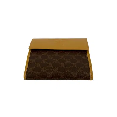 Pre-owned Celine Beige Brown Leather Pvc Wallet (bi-fold) () In Multi