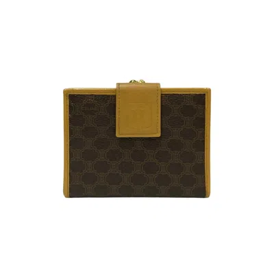 Pre-owned Celine Beige Brown Leather Pvc Wallet (bi-fold) () In Multi