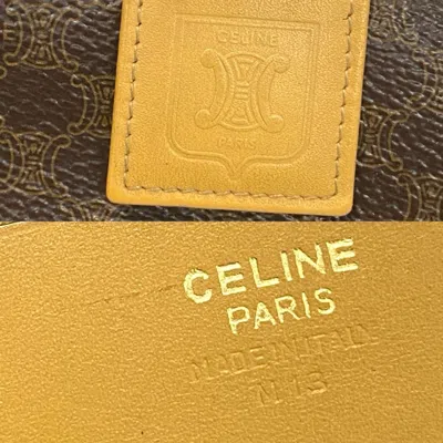 Pre-owned Celine Beige Brown Leather Pvc Wallet (bi-fold) () In Multi