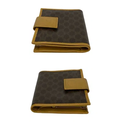 Pre-owned Celine Beige Brown Leather Pvc Wallet (bi-fold) () In Multi