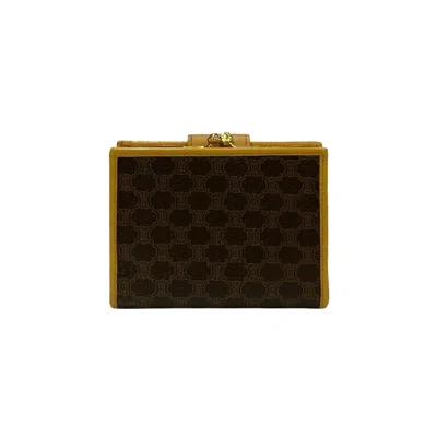 Pre-owned Celine Beige Brown Leather Pvc Wallet (bi-fold) () In Multi