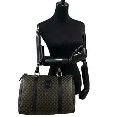 Pre-owned Celine Black Brown Leather Pvc Boston Bag Handbag ()