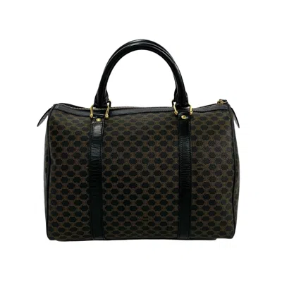 Pre-owned Celine Black Brown Leather Pvc Boston Bag Handbag ()