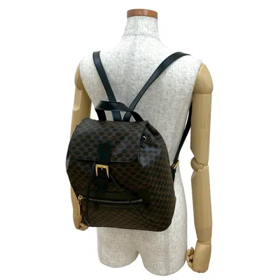 Pre-owned Celine Black Brown Leather Pvc Backpack ()