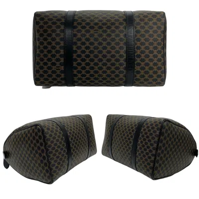 Pre-owned Celine Black Brown Leather Pvc Boston Bag Handbag ()