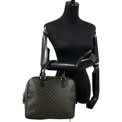 Pre-owned Celine Black Brown Leather Pvc Boston Bag Handbag ()