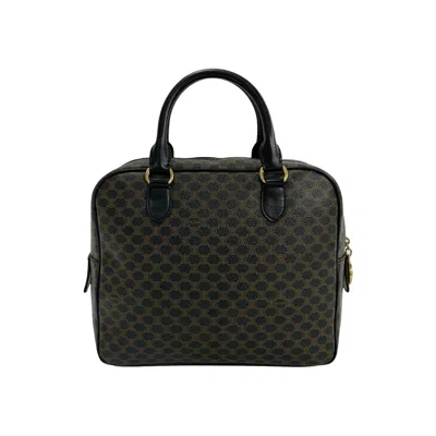 Pre-owned Celine Black Brown Leather Pvc Boston Bag Handbag ()