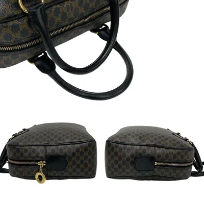 Pre-owned Celine Black Brown Leather Pvc Boston Bag Handbag ()