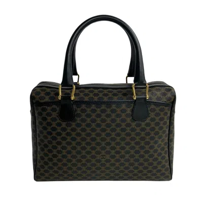 Pre-owned Celine Black Brown Leather Pvc Boston Bag Handbag ()