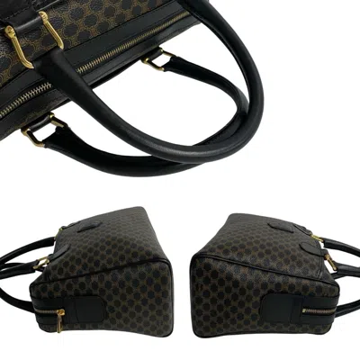 Pre-owned Celine Black Brown Leather Pvc Boston Bag Handbag ()