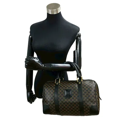 Pre-owned Celine Black Brown Leather Pvc Boston Bag Handbag ()