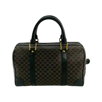 Pre-owned Celine Black Brown Leather Pvc Boston Bag Handbag ()