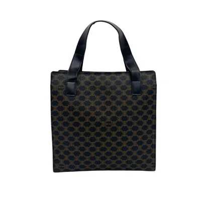 Pre-owned Celine Black Brown Leather Pvc Handbag Tote Bag ()
