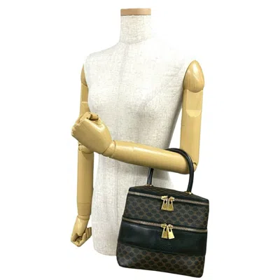 Pre-owned Celine Black Brown Leather Pvc Handbag Vanity Bag ()