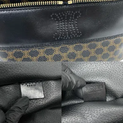 Pre-owned Celine Black Brown Leather Pvc Handbag Vanity Bag ()