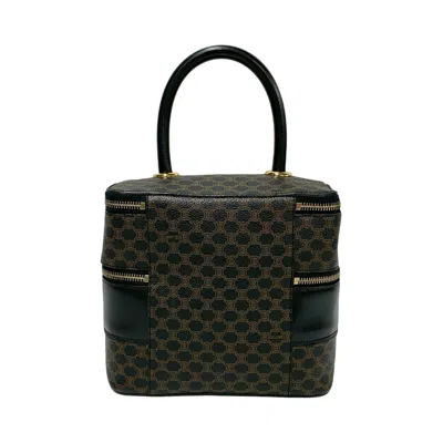 Pre-owned Celine Black Brown Leather Pvc Handbag Vanity Bag ()