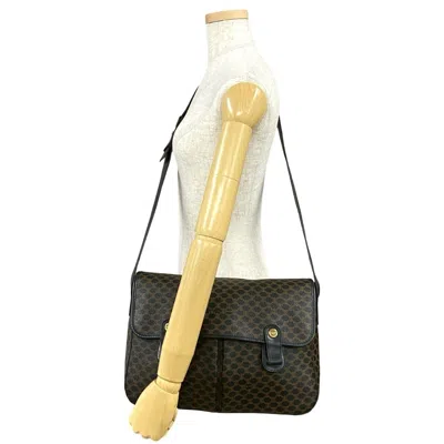 Pre-owned Celine Black Brown Leather Pvc Pochette Shoulder Bag ()