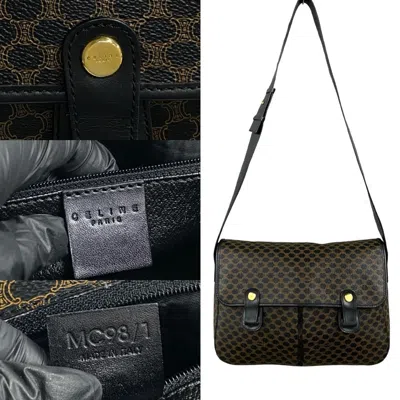 Pre-owned Celine Black Brown Leather Pvc Pochette Shoulder Bag ()