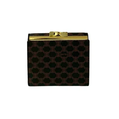 Pre-owned Celine Black Brown Leather Pvc Wallet (tri-fold) () In Multi