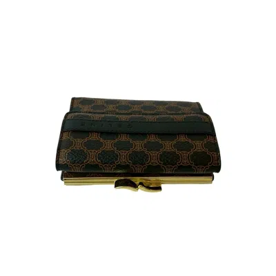Pre-owned Celine Black Brown Leather Pvc Wallet (tri-fold) () In Multi