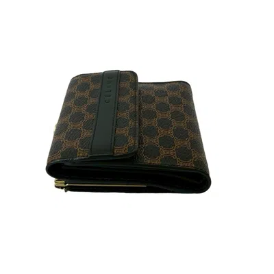 Pre-owned Celine Black Brown Leather Pvc Wallet (tri-fold) () In Multi