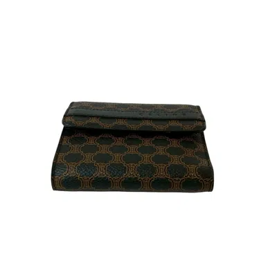 Pre-owned Celine Black Brown Leather Pvc Wallet (tri-fold) () In Multi