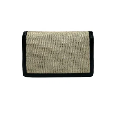 Pre-owned Celine Black Ivory Canvas Leather Pochette Shoulder Bag ()
