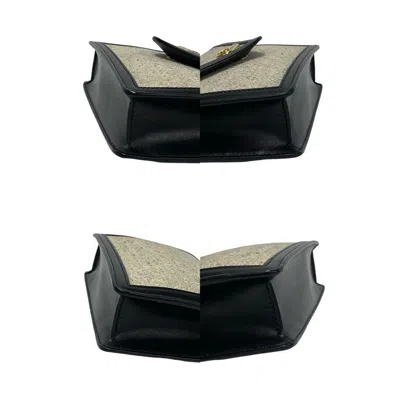Pre-owned Celine Black Ivory Canvas Leather Pochette Shoulder Bag ()