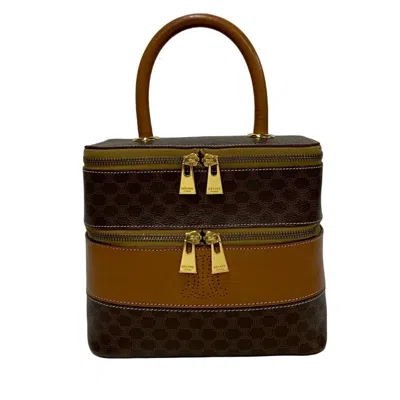 Pre-owned Celine Brown Leather Pvc Handbag Pouch Vanity Bag ()