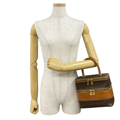 Pre-owned Celine Brown Leather Pvc Handbag Pouch Vanity Bag ()