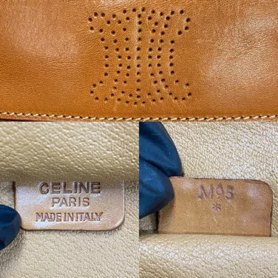 Pre-owned Celine Brown Leather Pvc Handbag Pouch Vanity Bag ()
