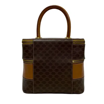 Pre-owned Celine Brown Leather Pvc Handbag Pouch Vanity Bag ()