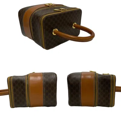 Pre-owned Celine Brown Leather Pvc Handbag Pouch Vanity Bag ()