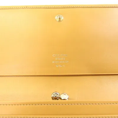Pre-owned Celine Macadam Beige Dark Brown Yellow Pvc Leather Long Wallet (bi-fold) ()